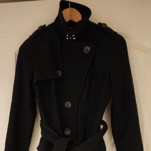 Banana Republic wool trench pea coat with belt- SMALL- black